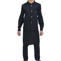 Black Boys Kurta Pajama with Waistcoat RJ-KIDS196