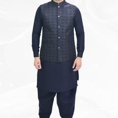 Men's Kameez Shalwar with Waistcoat (RJ-KSW115)