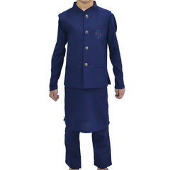 Navy Blue Boys Kurta Pajama with Waistcoat RJ-KIDS197