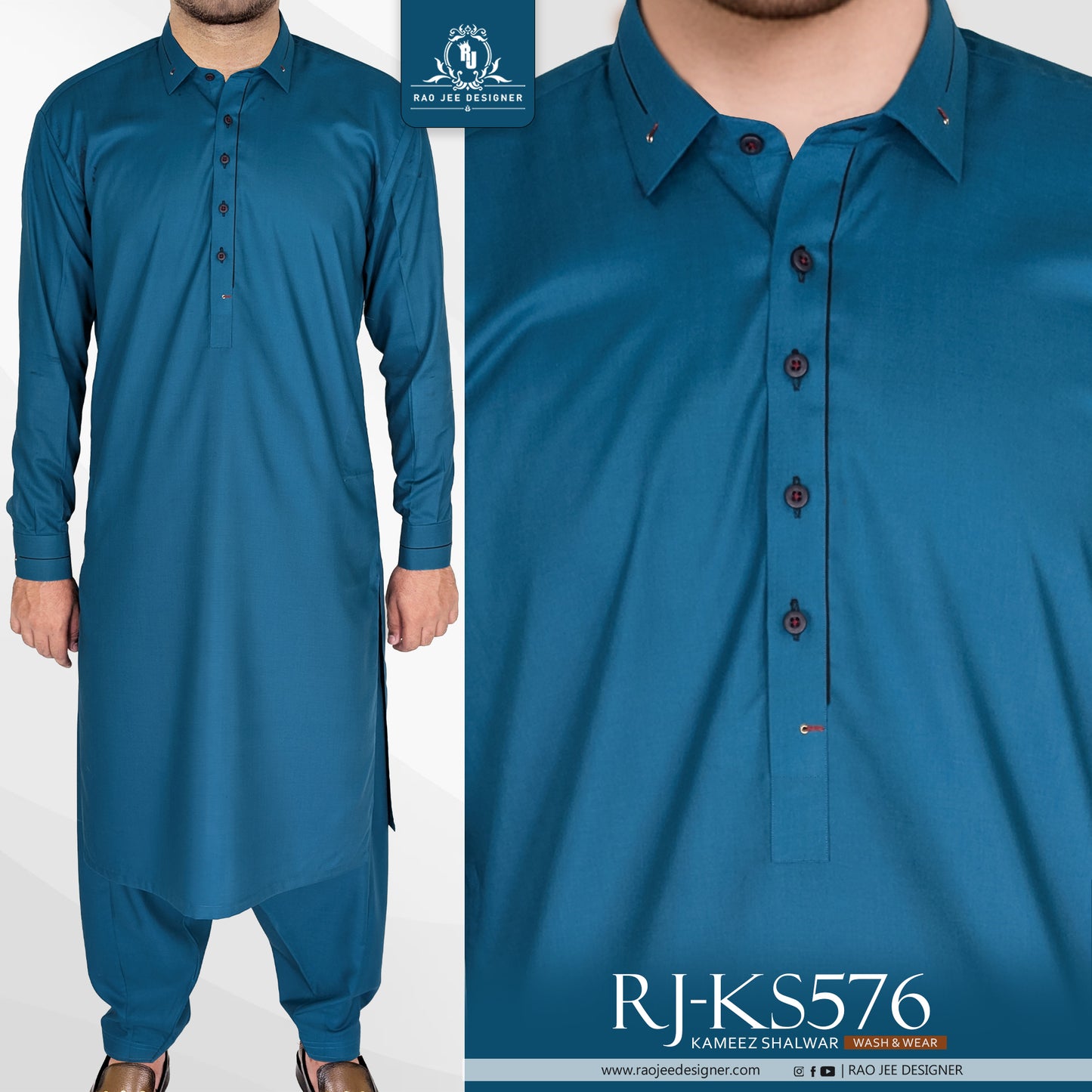 Sea Green Mens Kameez Shalwar RJ-KS576