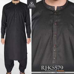 Jet Black Mens Kameez Shalwar RJ-KS579