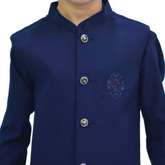 Navy Blue Boys Kurta Pajama with Waistcoat RJ-KIDS197