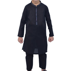Black Boy's cotton Kurta Pajama RJ - KIDS153 - Rao Jee Designer