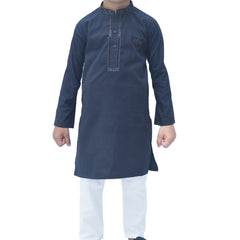Black Boy's cotton Kurta Pajama RJ - KIDS184 - Rao Jee Designer
