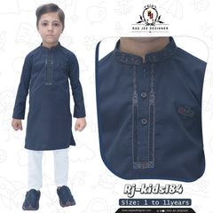 Black Boy's cotton Kurta Pajama RJ - KIDS184 - Rao Jee Designer