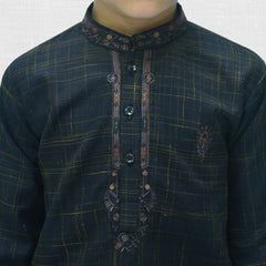 Black Boy's Wash & Wear Kurta Pajama RJ - KIDS190 - Rao Jee Designer