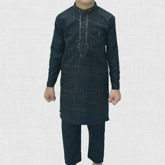 Black Boy's Wash & Wear Kurta Pajama RJ - KIDS190 - Rao Jee Designer