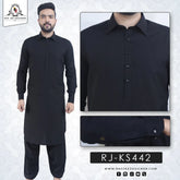 Black kameez shalwar wash & wear  RJ-KS442