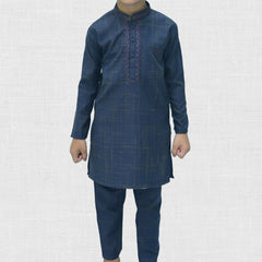 Blue Boy's Wash & Wear Kurta Pajama RJ - KIDS191 - Rao Jee Designer