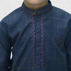 Blue Boy's Wash & Wear Kurta Pajama RJ - KIDS191 - Rao Jee Designer