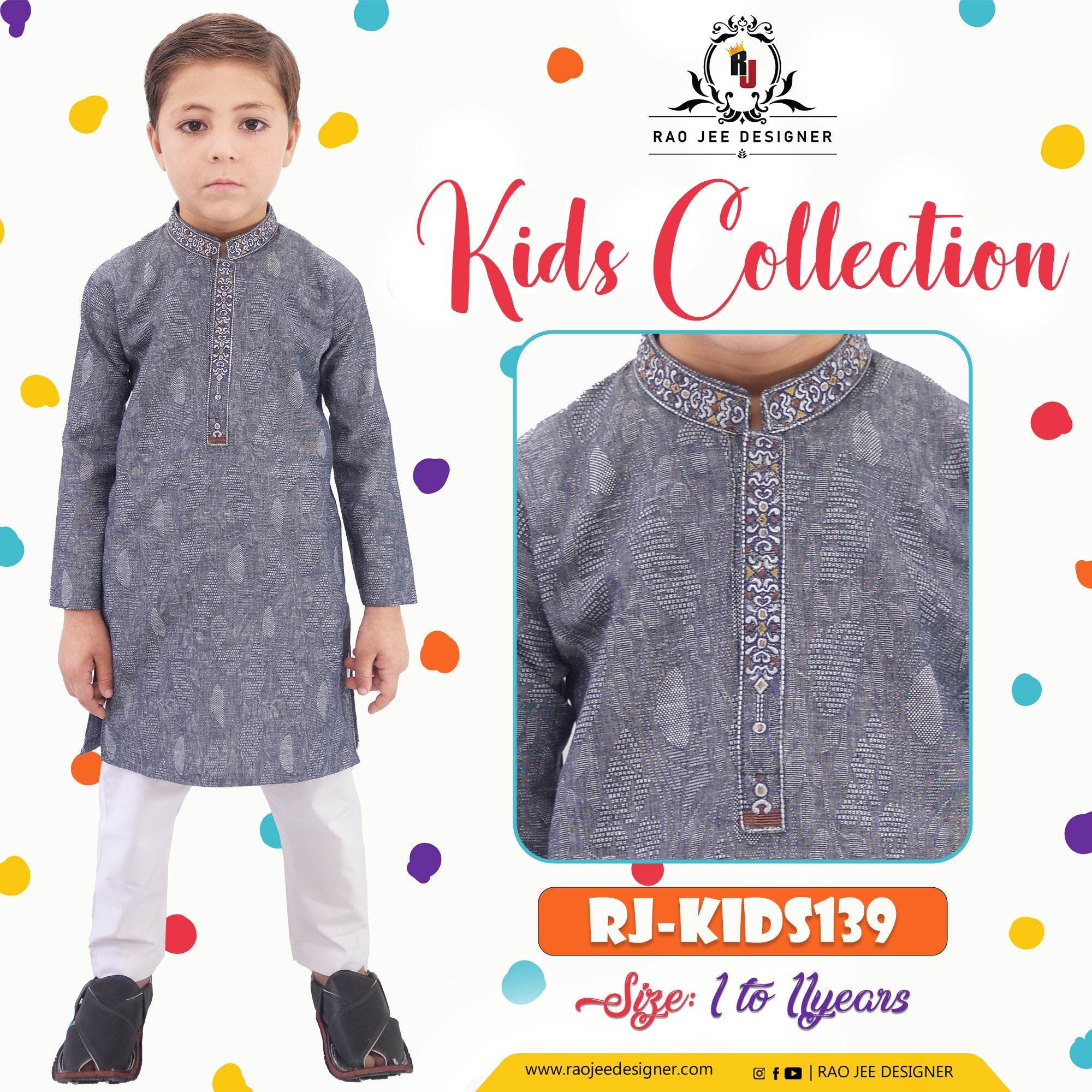 Boy's Kurta Pajama RJ - KIDS139 - Rao Jee Designer