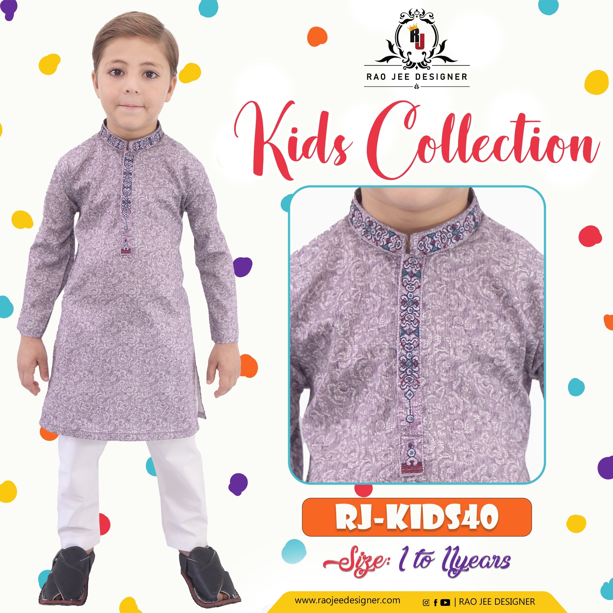 Boy's Kurta Pajama RJ - KIDS140 - Rao Jee Designer