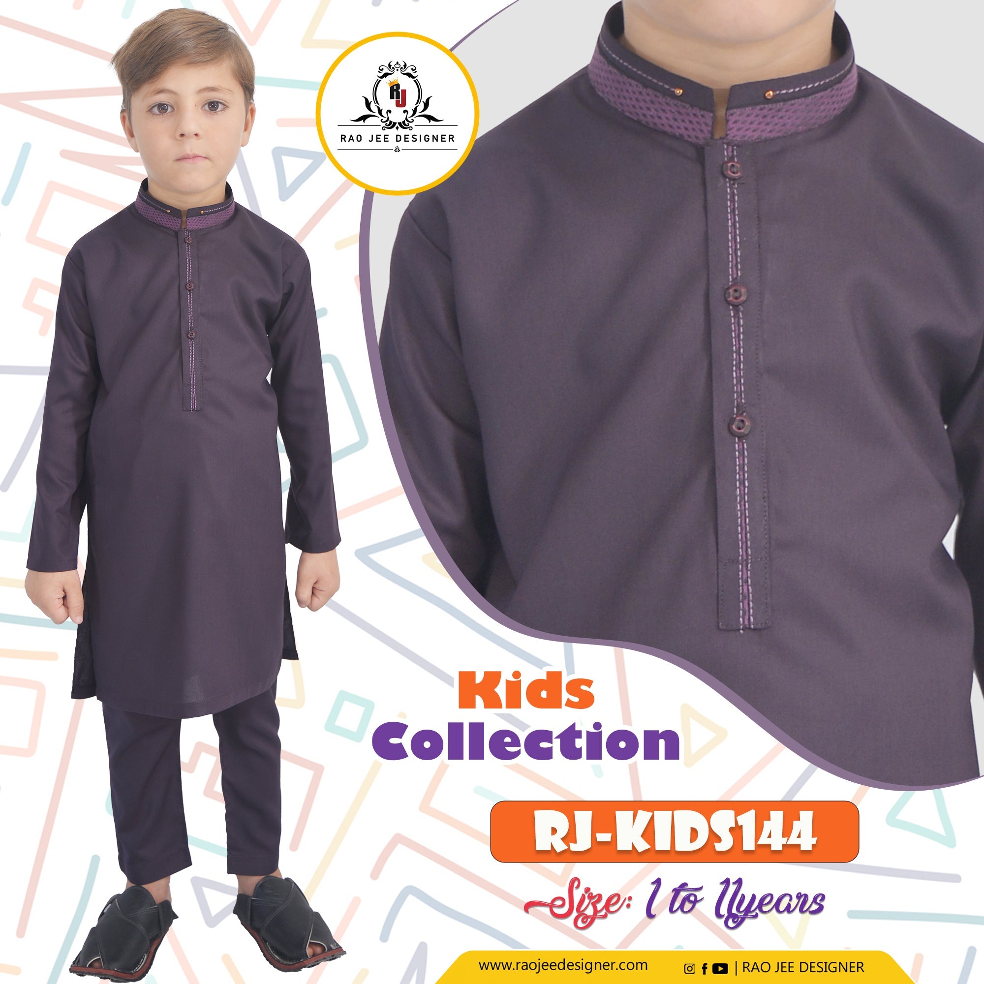 Boy's Kurta Pajama RJ - KIDS144 - Rao Jee Designer
