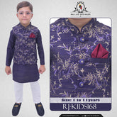Boys Purple Kurta Pajama with Sequence Embroidery Waistcoat RJ - KIDS168 - Rao Jee Designer