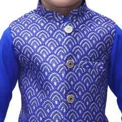 Boys Royal Blue Kurta Pajama with Waistcoat RJ - KIDS159 - Rao Jee Designer
