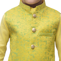 Boys Yellow Kurta Pajama with Waistcoat RJ - KIDS158 - Rao Jee Designer
