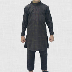 Brown Boy's Wash & Wear Kurta Pajama RJ - KIDS189 - Rao Jee Designer