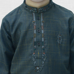Green Boy's Wash & Wear Kurta Pajama RJ - KIDS185 - Rao Jee Designer
