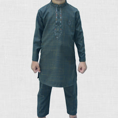 Green Boy's Wash & Wear Kurta Pajama RJ - KIDS185 - Rao Jee Designer