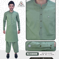 Green Cotton Men's Kameez Shalwar RJ - KS508 - Rao Jee Designer