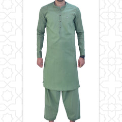Green Cotton Men's Kameez Shalwar RJ - KS508 - Rao Jee Designer