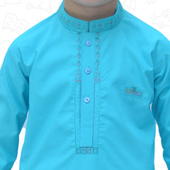 Light Blue Boy's cotton Kurta Pajama RJ - KIDS177 - Rao Jee Designer