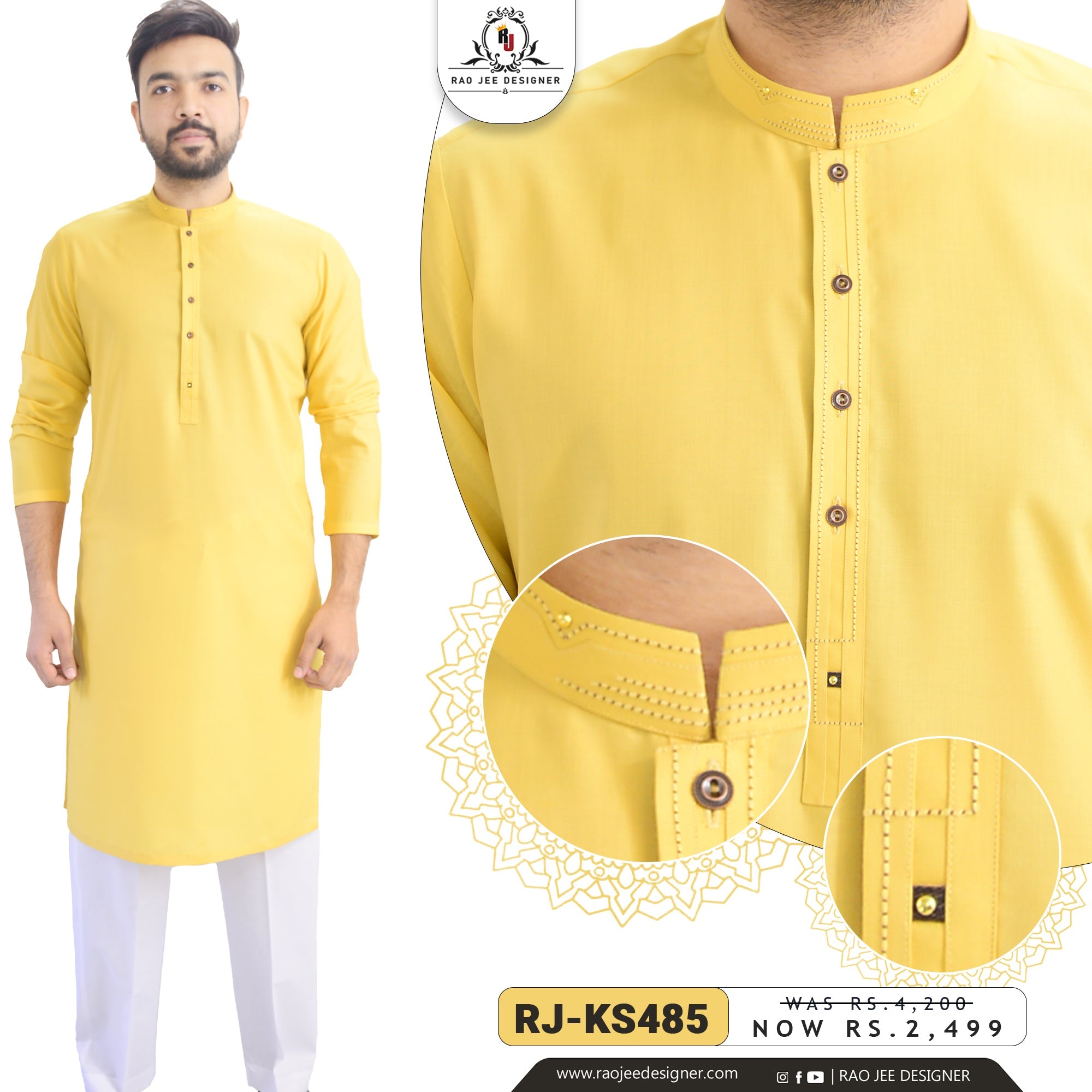 Men's Kameez Shalwar RJ - KS485 - Rao Jee Designer