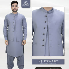 Men's Kameez Shalwar with Waistcoat (RJ-KSW107)