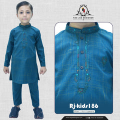 Sea Green Boy's Wash & Wear Kurta Pajama RJ-KIDS186