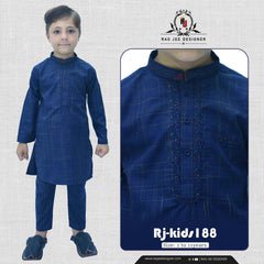 Navy Blue Boy's Wash & Wear Kurta Pajama RJ-KIDS188