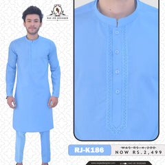 Sky blue Men's Kurta Pajama RJ-K186