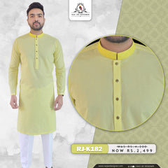 Yellow Men's Kurta Pajama RJ-K182