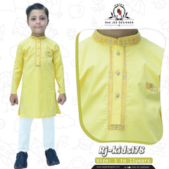 Yellow Boy's cotton Kurta Pajama RJ-KIDS178