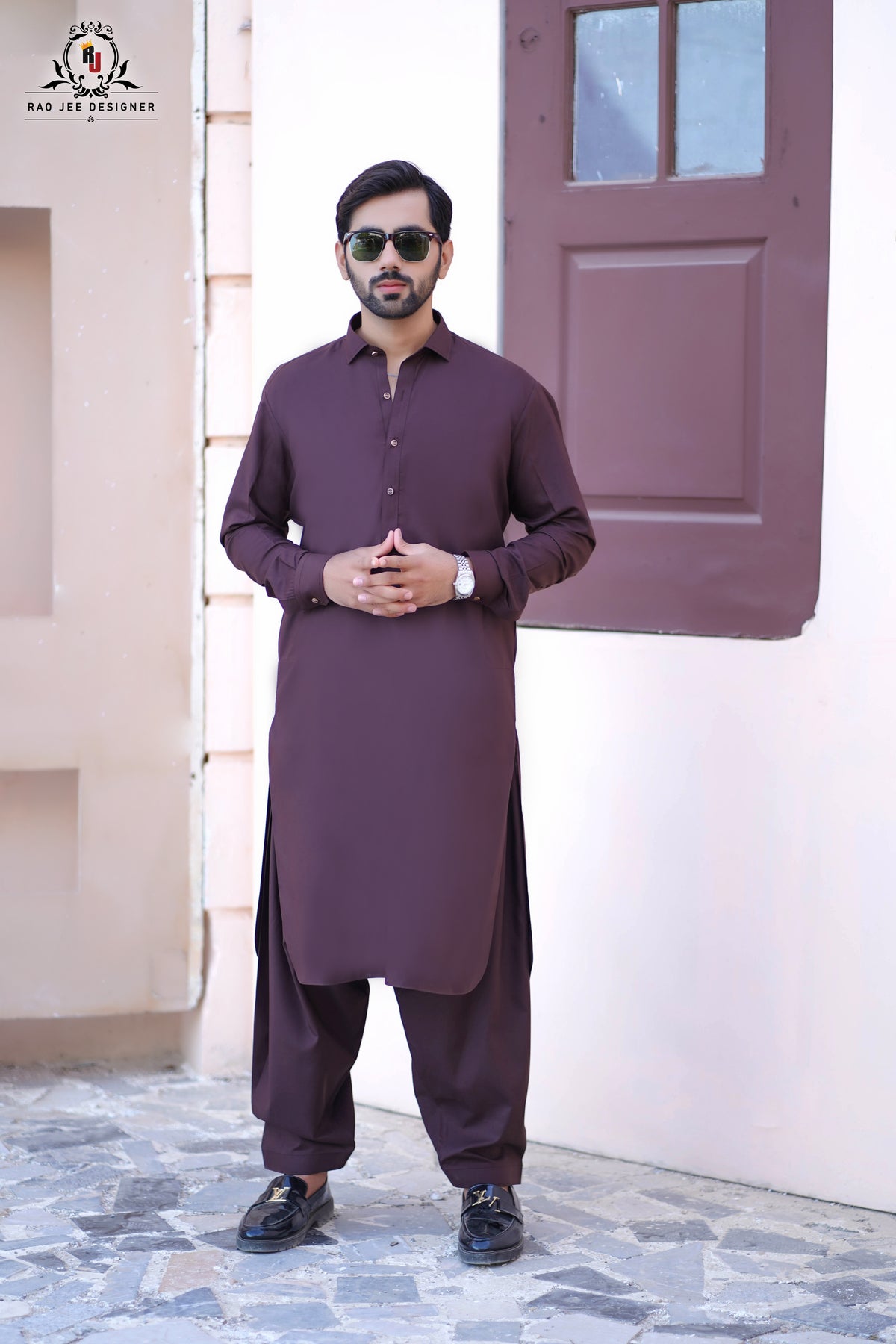 Maroon Men's Kameez Shalwar RJ-KS604, Rao Jee Designer – Premium Collection – Men’s Premium Wash & Wear Kameez Shalwar