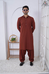 Terracotta Brown Designed Men's Kameez Shalwar RJ-KS609