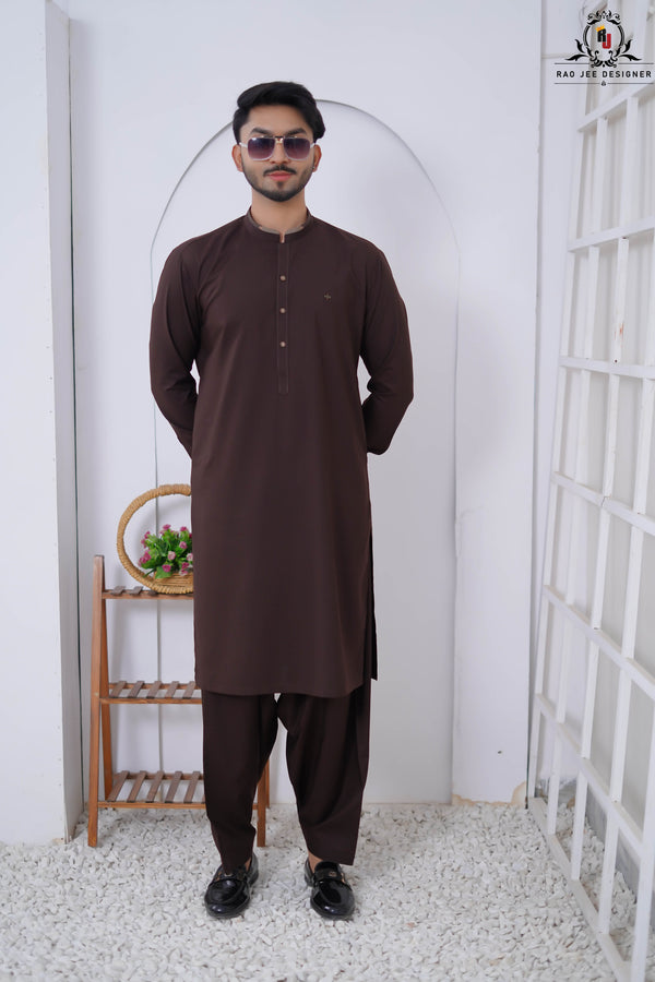 Coffee Brown Designed Men's Kameez Shalwar RJ-KS615