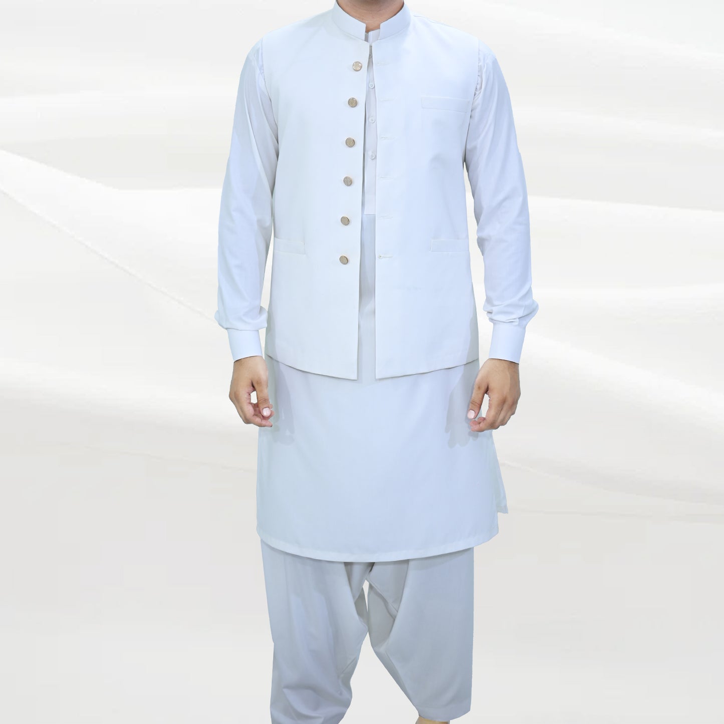 Men's Kameez Shalwar with Waistcoat (RJ-KSW103)