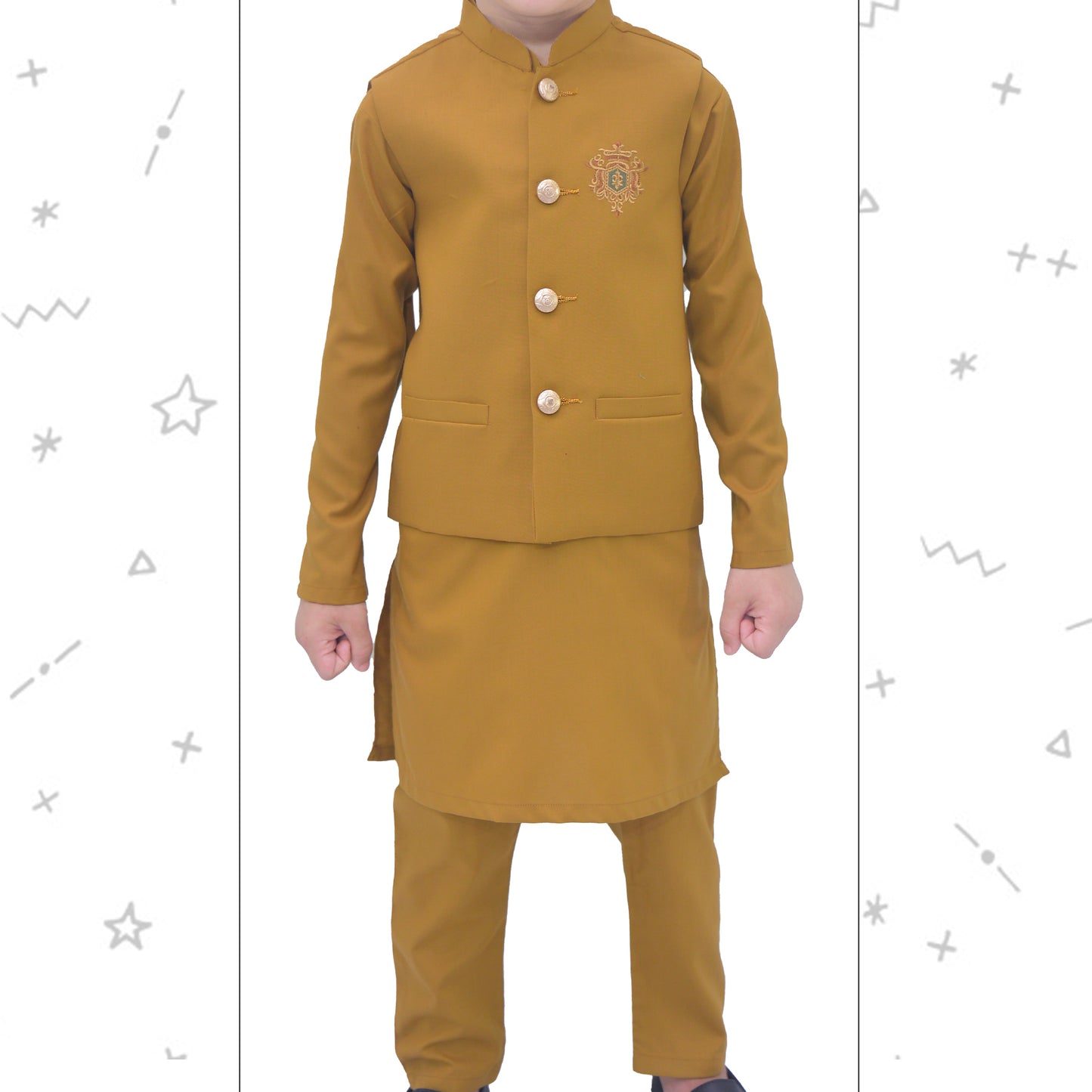 Mustard Boys Kurta Pajama with Waistcoat RJ-KIDS161