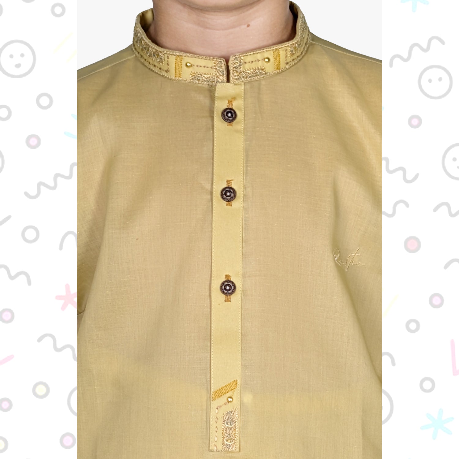 Golden Beige Boy's Kurta Pajama RJ-KIDS210