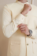 Light Khaaki Men's Kameez Shalwar with Waistcoat (RJ-KSW134)