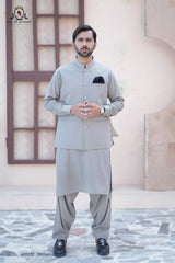 Men’s Premium Wash & Wear Kameez Shalwar – Stone Grey Traditional Wear –(RJ-KSW147)