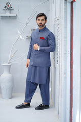 Men’s Premium Wash & Wear Kameez Shalwar – Blue Traditional Wear –(RJ-KSW149)