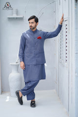 Men’s Premium Wash & Wear Kameez Shalwar – Blue Traditional Wear –(RJ-KSW149)