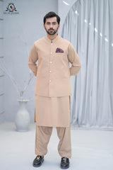 Men’s Premium Wash & Wear Kameez Shalwar – Desert Sand Traditional Wear - (RJ-KSW154)