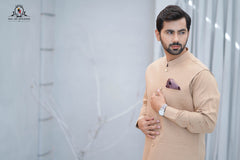 Men’s Premium Wash & Wear Kameez Shalwar – Desert Sand Traditional Wear - (RJ-KSW154)