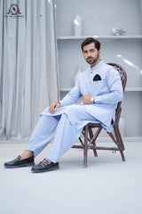 Men’s Premium Wash & Wear Kameez Shalwar – Periwinkle Traditional Wear -  (RJ-KSW156)