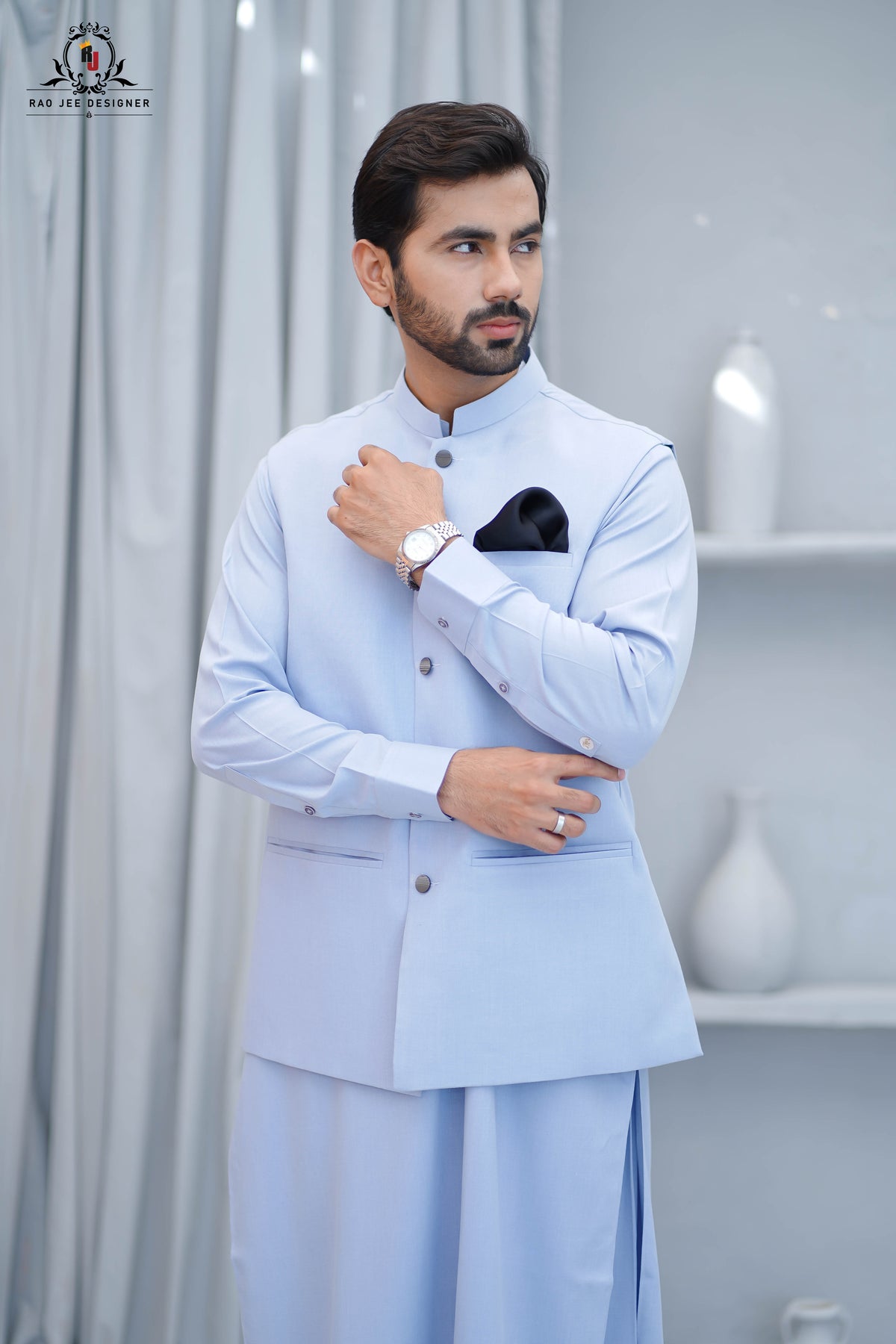 Men’s Premium Wash & Wear Kameez Shalwar – Periwinkle Traditional Wear -  (RJ-KSW156)