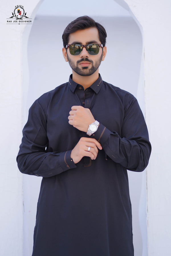 Carbon Black Men's Kameez Shalwar  RJ-KS591