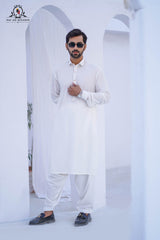 Elegant White Mens Kameez Shalwar RJ-KS593
