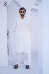 Elegant White Mens Kameez Shalwar RJ-KS593